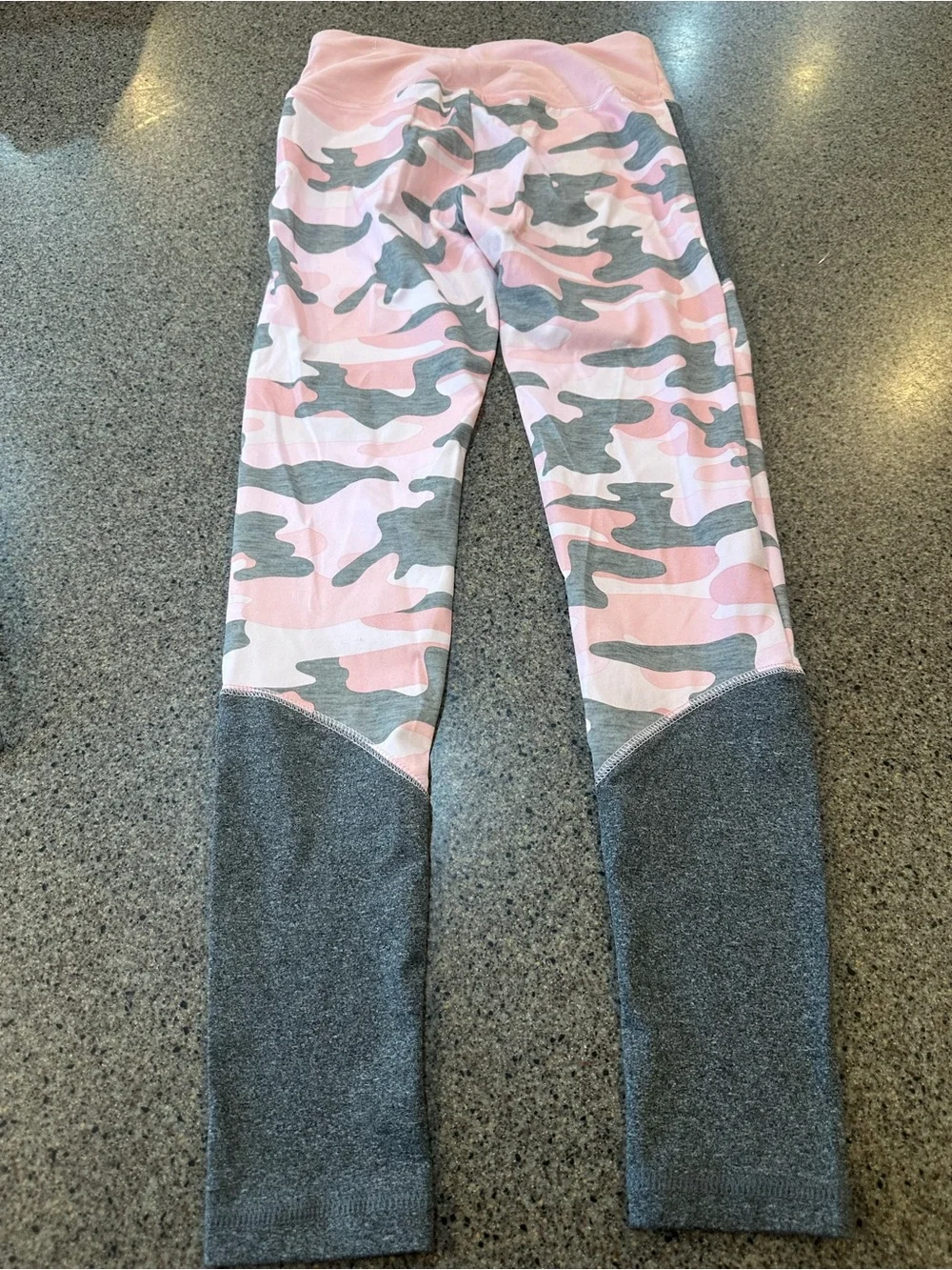 Justice Pink Camo & Gray Panel Leggings